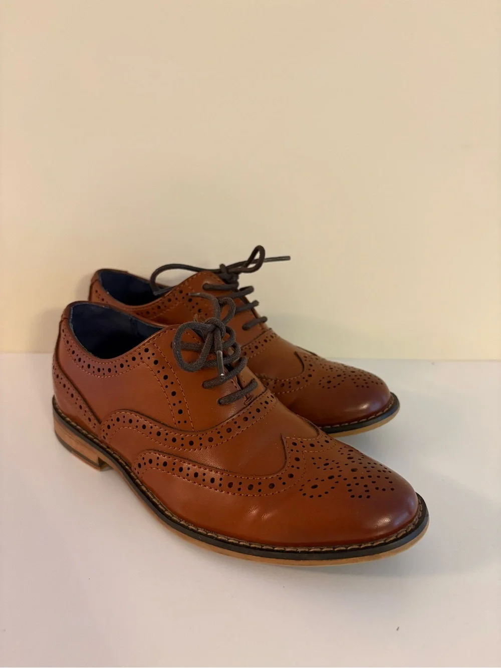 Bruno Marc || Prince Classic Oxfords Wingtip Dress Shoes Cognac Tan Brown
